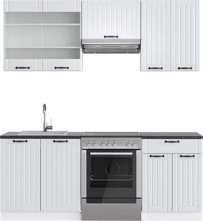 Vicco Fame-Line Complete keukeneenheid – 200 cm, WB Antraciet Wit landhuis/wit