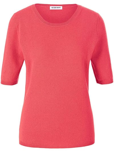 Trui ronde hals scheerwol en kasjmier Van Peter Hahn pink
