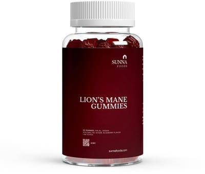 SunnaFoods - Lion's Mane Pruikzwam Gummies - Vitamine B6 - Hericium Erinaceus - Halal Vegan Suikervrij - 60 stuks
