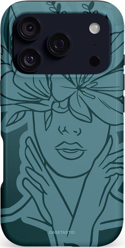 Casetastic hoesje geschikt voor Apple iPhone 17 Pro - MagSafe - Dubbellaagse bescherming - Flora Femme - Fashion Case - Petrol Donkergrijs Grijs