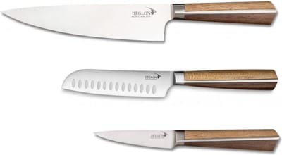 Déglon Luxe messenset – 3-delig – wit eiken & walnoot – uniek handvatontwerp