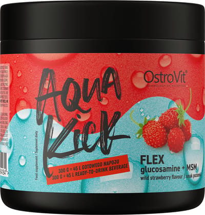 OstroVit - Aqua Kick Flex - 300 g - aardbeiensmaak - Glucosaminesulfaat + MSM (methylsulfonylmethaan – organisch zwavel) - Gezonden gewrichten, huid en bindweefsel drankjes