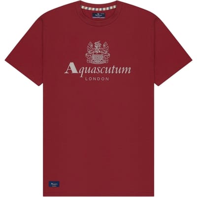 Aquascutum Active Beach Basic T-shirt Met Groot Logo In Bordeauxrood