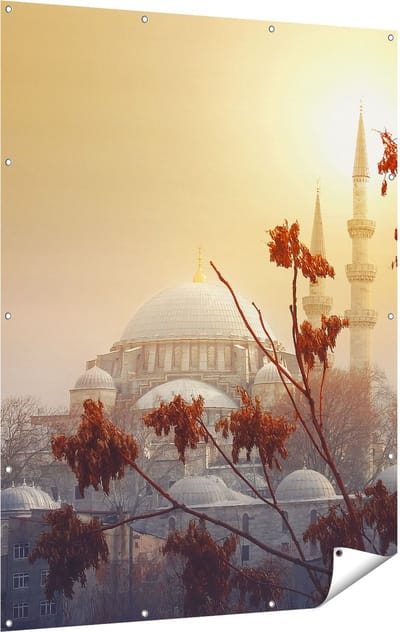 Gards Tuinposter Suleymaniye Moskee in Istanbul - 120x160 cm - Tuindoek - Tuindecoratie - Wanddecoratie buiten - Tuinschilderij