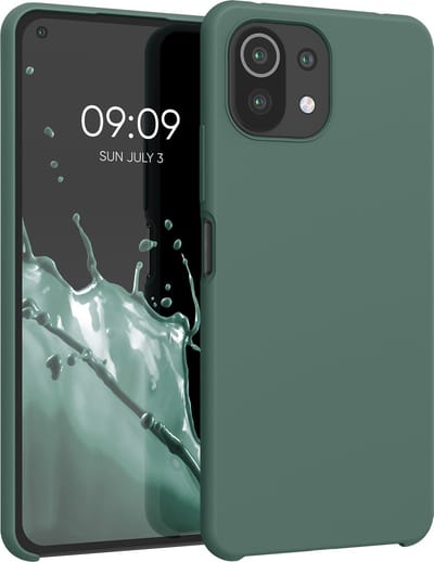 kwmobile telefoonhoesje geschikt voor Xiaomi 11 Lite (5G) NE / Mi 11 Lite (5G) - Hoesje met siliconen coating - Smartphone case in blauwgroen