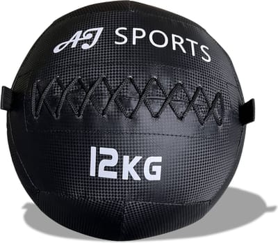 AJ-Sports Wall Ball 12kg - Medicijnbal - Medicine ball - Gewichtsbal - Krachtbal - Trainingsbal - Krachttraining - Zwart