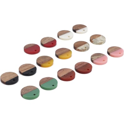 16 Stuks Hars Hout Hangers Ronde Vorm Gestructureerd DIY Sieraden Ambacht Decoratie Accessoires brown