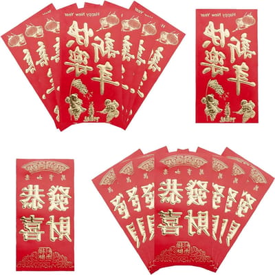 48 Stuks Rode Enveloppen voor het Chinese Nieuwjaar, Traditionele Giftverpakkingen, Geluksbrieven voor het Lente Festival met Gouden Foliedruk