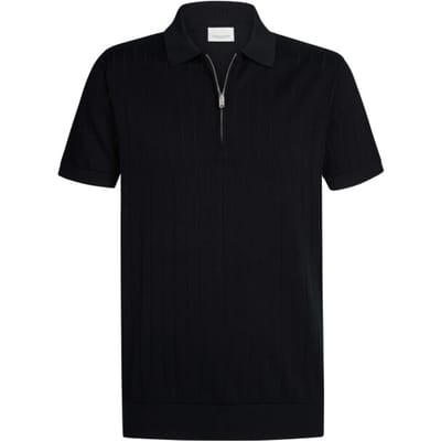 Profuomo Knitted Half Zip Poloshirt Dropneedle Donkerblauw (navy) - Maat XXL - Heren