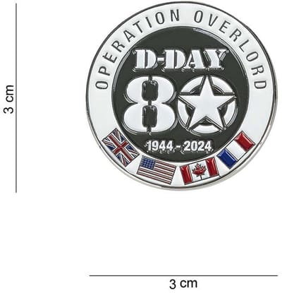 Embleem metaal D-Day 80 pin 1944-2024 Allied flags