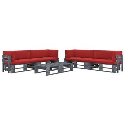 vidaXL - 6-delige - Loungeset - pallet - met - kussens - grijs - geïmpregneerd - hout