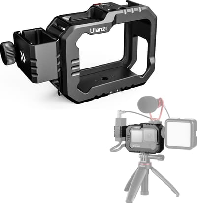 Ulanzi G9-14 Vlog Cage metaal voor GoPro 9/10/11/12/13 - Cold shoe en 1/4 inch schroefgaten voor videolamp of microfoon - Compatibel met Max Lens Mod - Zwart