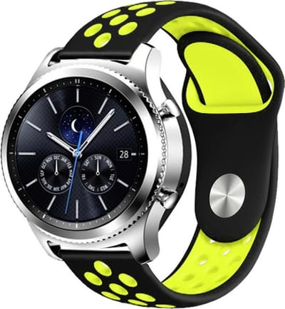 Siliconen bandje - geschikt voor Samsung Gear S3 - zwart-geel