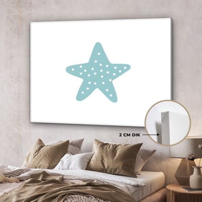 Canvas kinderen - Canvas doek kids - Ster - Stippen - Design - Blauw - Minimalisme - Wanddecoratie jongens - Meisjes - Kinderkamer decoratie - 160x120 cm