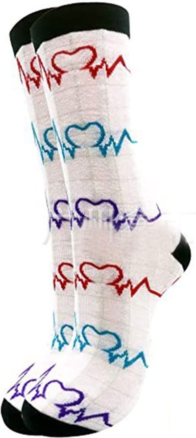 Sokken met Hartslag Curve & Hartjes - Dames maat 36-40 - Cadeau voor Cardiologie, Verpleegkundige, Dokter