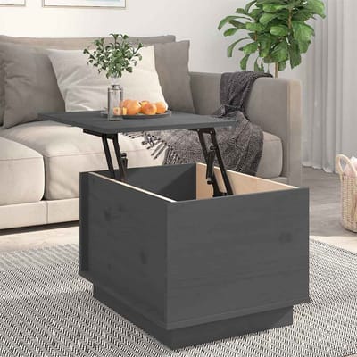 vidaXL - Salontafel - 40x50x35 - cm - massief - grenenhout - grijs