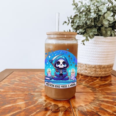 Creasowl® Meditating Glazen Drinkbeker met Glazen Rietje en Deksel - Bubble Tea - Koffiebeker - Koffieglas - Koffie glas - 500ml ijskoffie beker - Koffie beker - Mason Jar - Boba - Theebeker - Thee beker - Glazen Drinkbeker - Ijskoffie glas