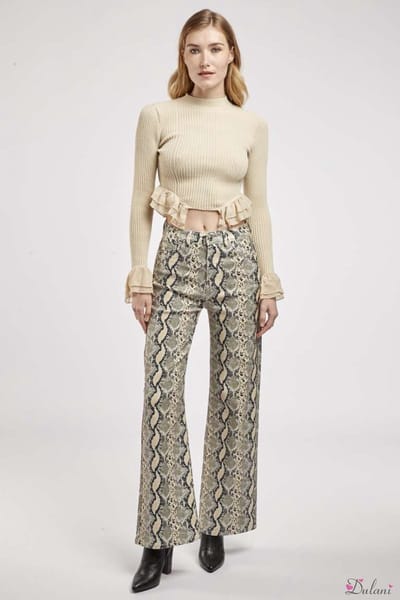 Broek Toxik3 wide leg fit slang met hoge taille