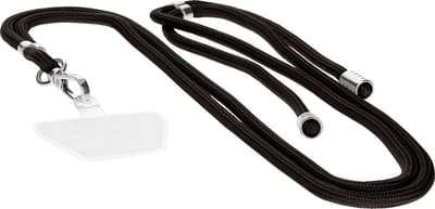 Mobiparts - Universeel koord voor telefoon - Verstelbaar tot 1.5m - Gevlochten look - Zwart