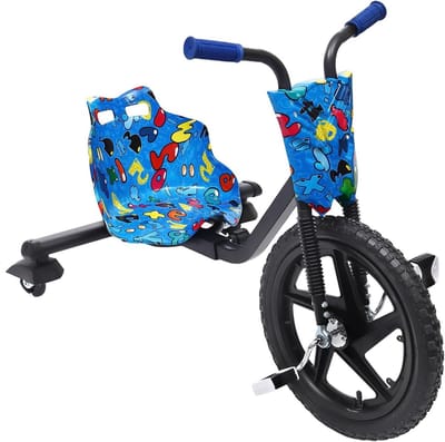 Driewieler Drift Kindervoertuig, kinderdrift scooter met Lightshow 360 graden drift trike kinderdriewieler voor vanaf 6 jaar, max. 80 kg, blauw