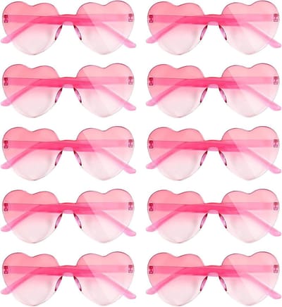 Hartvormige Zonnebrillen - Dames Brillen - Feestelijke Accessoires - Randloos Ontwerp - 10 Paar - Transparant