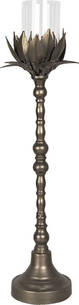 Clayre & Eef Kandelaar Ø 17*61 cm Bruin Ijzer Rond Kaarsenstandaard Kaarsenhouder