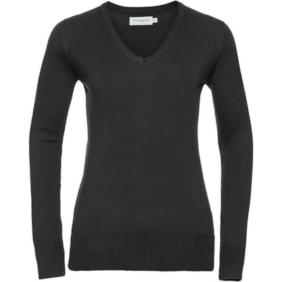 Russell Collection Dames/Dames Sweatshirt Katoen Acryl V Hals (Zwart)