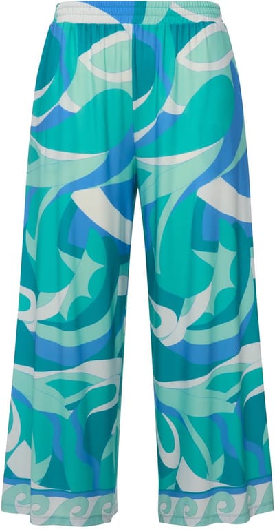 Ulla Popken - Dames - Jersey culotte kuitlengte wijde pijpen - Licht caraïbisch groen - Maat 54+