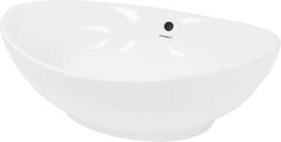 Ovale wastafel met overloop 590x390x200 mm wit keramiek LuxeBath