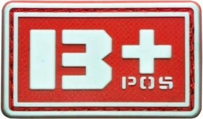 B+ POS blood type 3D PVC Military patch embleem red with velcro