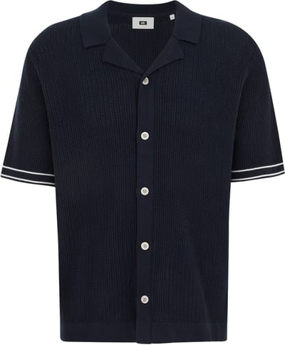 WE Fashion Heren regular fit gebreide polo met structuur