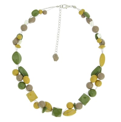 Behave - Kleurrijke kralenketting groen geel beige - Boho zomerstijl
