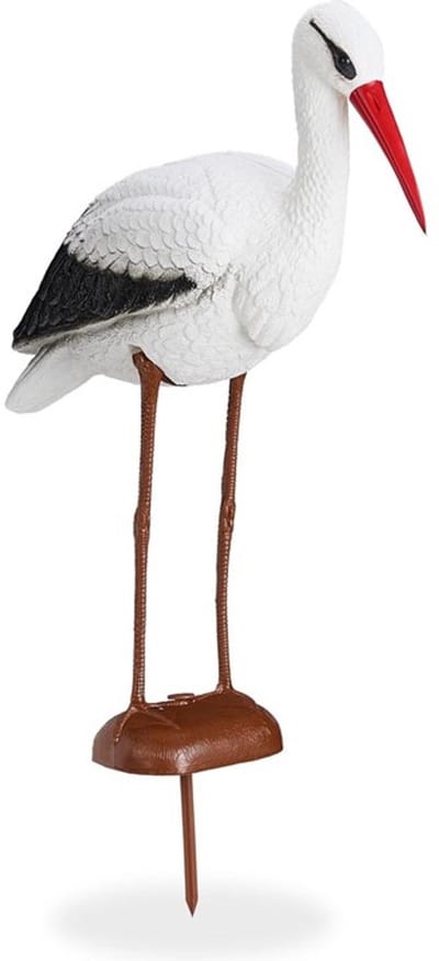 Ooievaar kunststof tuinbeeld reigerverjager of voor geboorte decoratie pcv 80 cm.