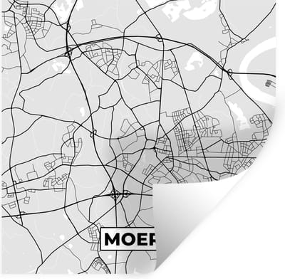Muurstickers - Sticker Folie - Kaart - Duitsland - Stadskaart - Plattegrond - Moers - 100x100 cm - Plakfolie - Muurstickers Kinderkamer - Zelfklevend Behang XXL - Zelfklevend behangpapier - Stickerfolie