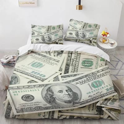 Geld Dekbedovertrek Collectie Gouden Munten Print Beddengoed Collectie Zacht Comfortabel Dubbel Queen King Size Dekbedhoes Voor Tieners Volwassenen 70x133cm 2pcs