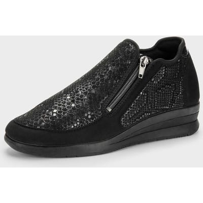 Comfortabele schoenen met rits, in reptielenlook - zwart - Gr. 38 van Goldner Fashion