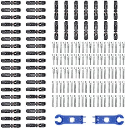 Zonnepaneel Kabel Connectors - PV Connectoren - Energie Opwekken - IP67 Waterdicht - 50 Paar - Zwart