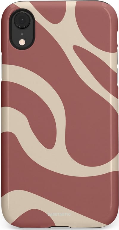 Casetastic Hoesje Geschikt voor Apple iPhone Xr - Stijlvolle Beschermende Duo-layer Case - Terracotta Mediterranee Golven