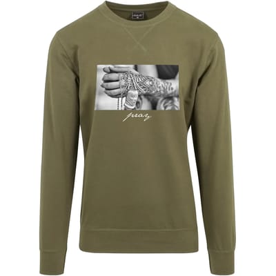 Mister Tee - Pray 2.0 Crewneck sweater/trui - M - Olijfgroen