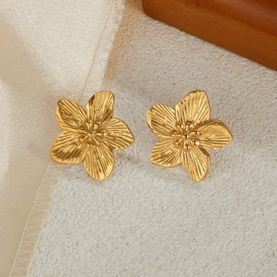 Statement Oorbellen Bloem | Stainless Steel Goud