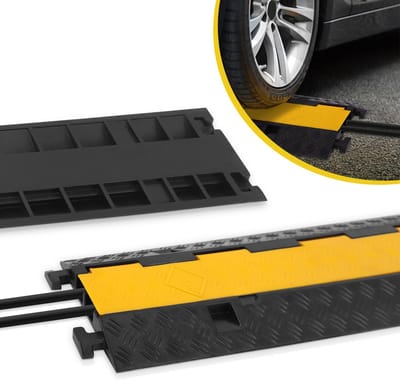 Pyle Kabelramp Beschermhoes – Zware Bescherming voor Slangen & Kabels met Omklapbare Bovenkant & 2-kanaals Groefontwerp – Kabelgeleider voor Binnen- en Buitengebruik