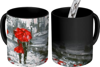 Magische Mok - Foto op Warmte Mokken - Koffiemok - Schilderij - Paraplu - Olieverf - Magic Mok - Beker - 350 ML - Theemok