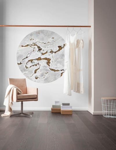 Fotobehang - Marble Vibe 125x125cm - Rond - Vliesbehang - Zelfklevend