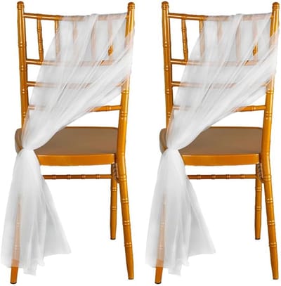 Dailygoods- Stoelstrikken 2 Stuks - Organza/Tule - Decoratieve Band - Stoelsjerp - Stoeldecoratie - 100 x 150 cm - Polyester - Decoratieband