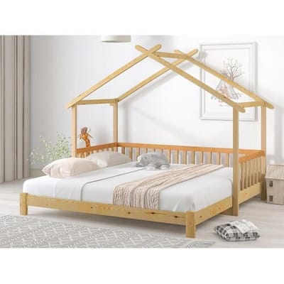 ModernLuxe Onderschuifbed - cabinebed voor kinderen 90(180)x200cm in massief hout - Naturel