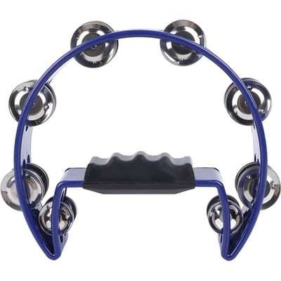 Tambourin Musical Plastique Acier Inoxydable Son Clair et Net Léger Percussion Grelots Bleu Foncé black