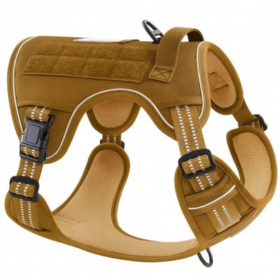 JAXY - Hondentuig Anti Trek - Y Tuig Hond - Harnas Hond - Hondenharnas - K9 Hondentuig - Hondentuig Grote Hond - Khaki - Maat XL