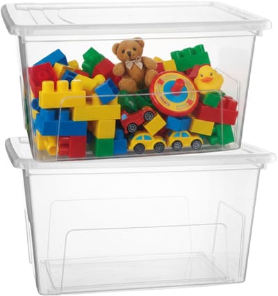 Plasticforte Opslagbox Easy met deksel - 2x - 34 Liter - 52 x 28 x 36 cm - transparant - kunststof