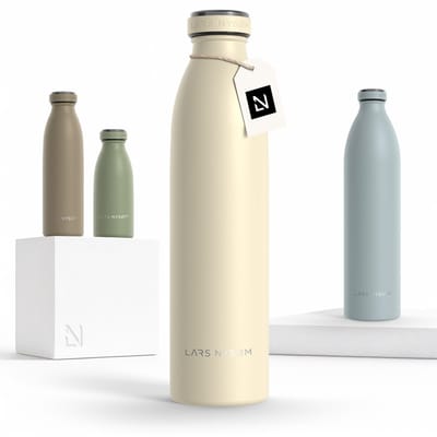LARS NYSØM Ren Roestvrijstalen drinkfles 750ml - BPA-vrije geïsoleerde waterfles 0,75 Liter (Almond Beige)