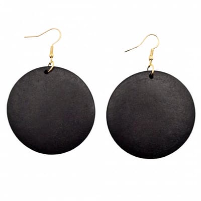 Zilveren oorhangers- zwart -Hout- 5 cm Tordis - Charme Bijoux